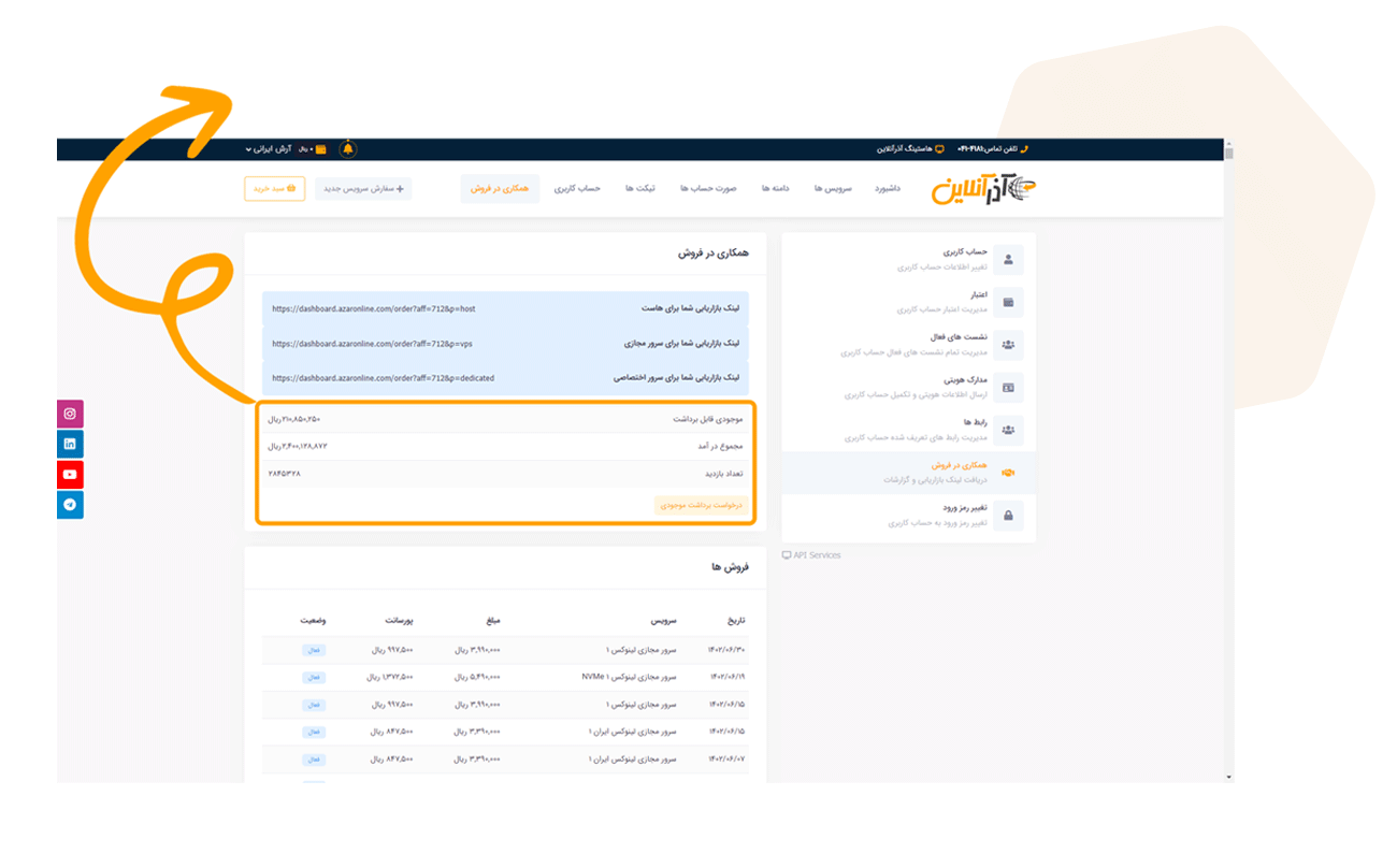 داشبورد آذرآنلاین